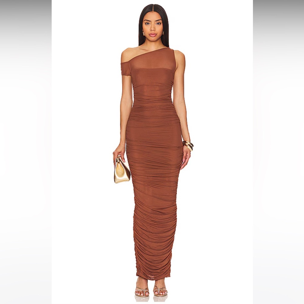 AFRM One Shoulder Brown Dress